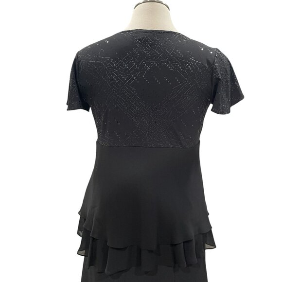 RM Richards Black Chiffon Tunic 14W Beaded Detail Formal Gala Holiday Evening - Picture 6 of 12